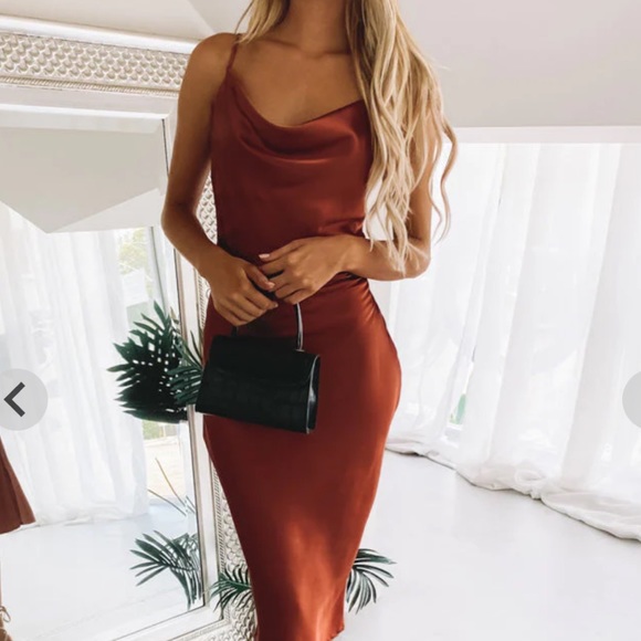 schiffer slip midi dress rust fitted lace wedding dress Schiffer Slip Midi Dress Rust| Beginning Boutique US 14